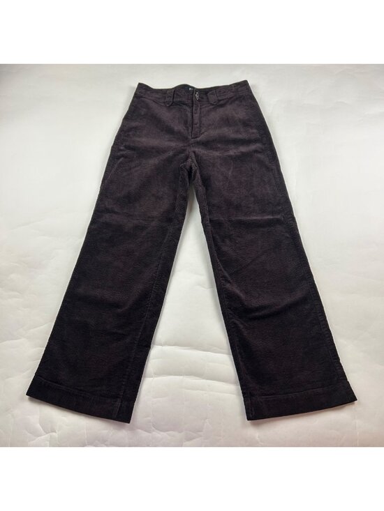 PAIGE Pants - Paige Dark Plum Corduroy Nellie High Rise Wide Leg Cropped Pant 27